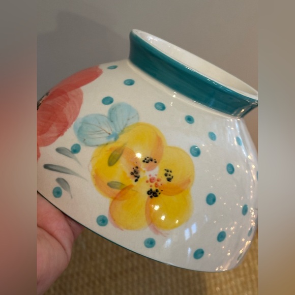 Pioneer Woman Vintage Bloom Turquoise 6” Dots Floral Bowl - Picture 4 of 6